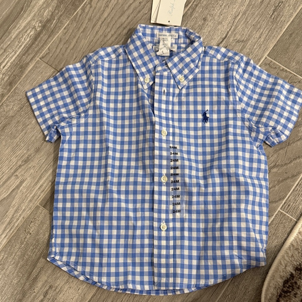 Ralph Lauren Kids Blue and White Plaid Shirt